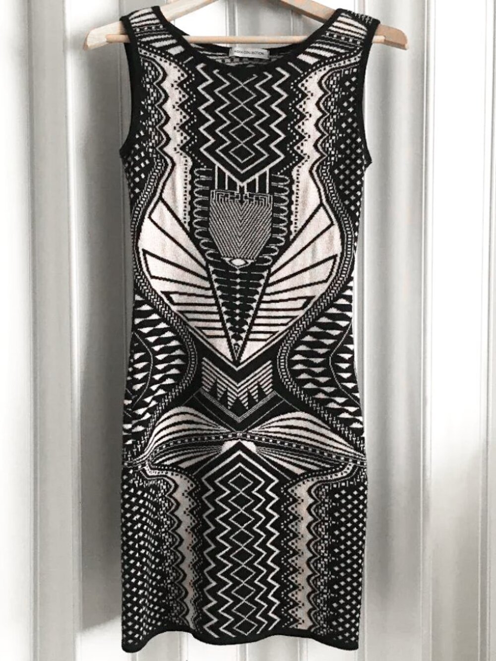 Modern Gatsby Art Deco Sleeveless Sweater Bodycon Dress USA-Made